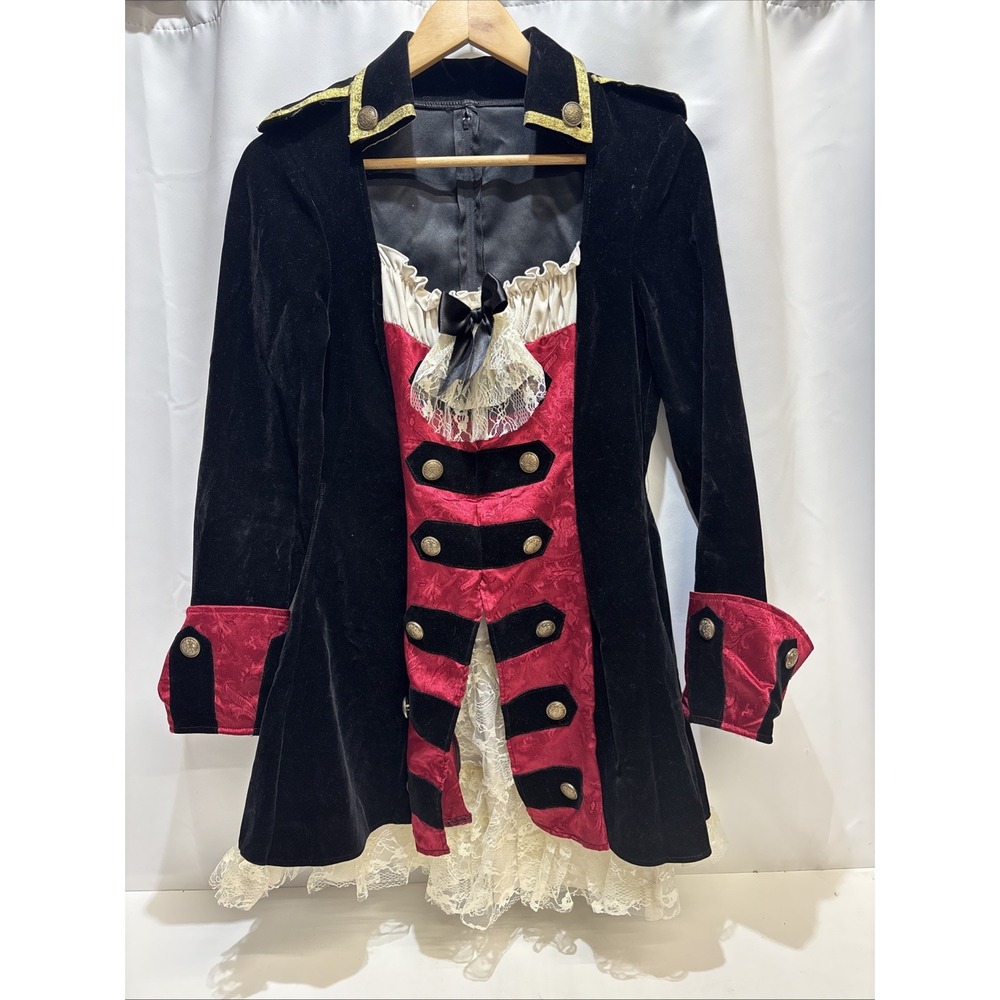 Leg Avenue Pirate Captain Costume Black Velvet Burgundy Goth Steampunk Large